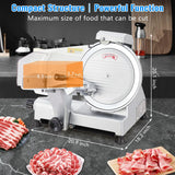 Takywep Meat Slicer, 240W Electric Food Slicer with 10" Stainless Steel Blade and Built-in Sharpening Stone, Adjustable Thickness Meat Slicer for Home and Commercial Use to Cuts Meat, Bread and Cheese Takywep