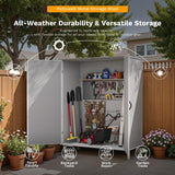 Patiowell Outdoor Storage Shed 5x3 FT, Plastic Garden Organizer Cabinet with Lockable Doors & Strong Roof for Patio Furniture, Pool Accessories, Lawn Tools, Light Grey Patiowell