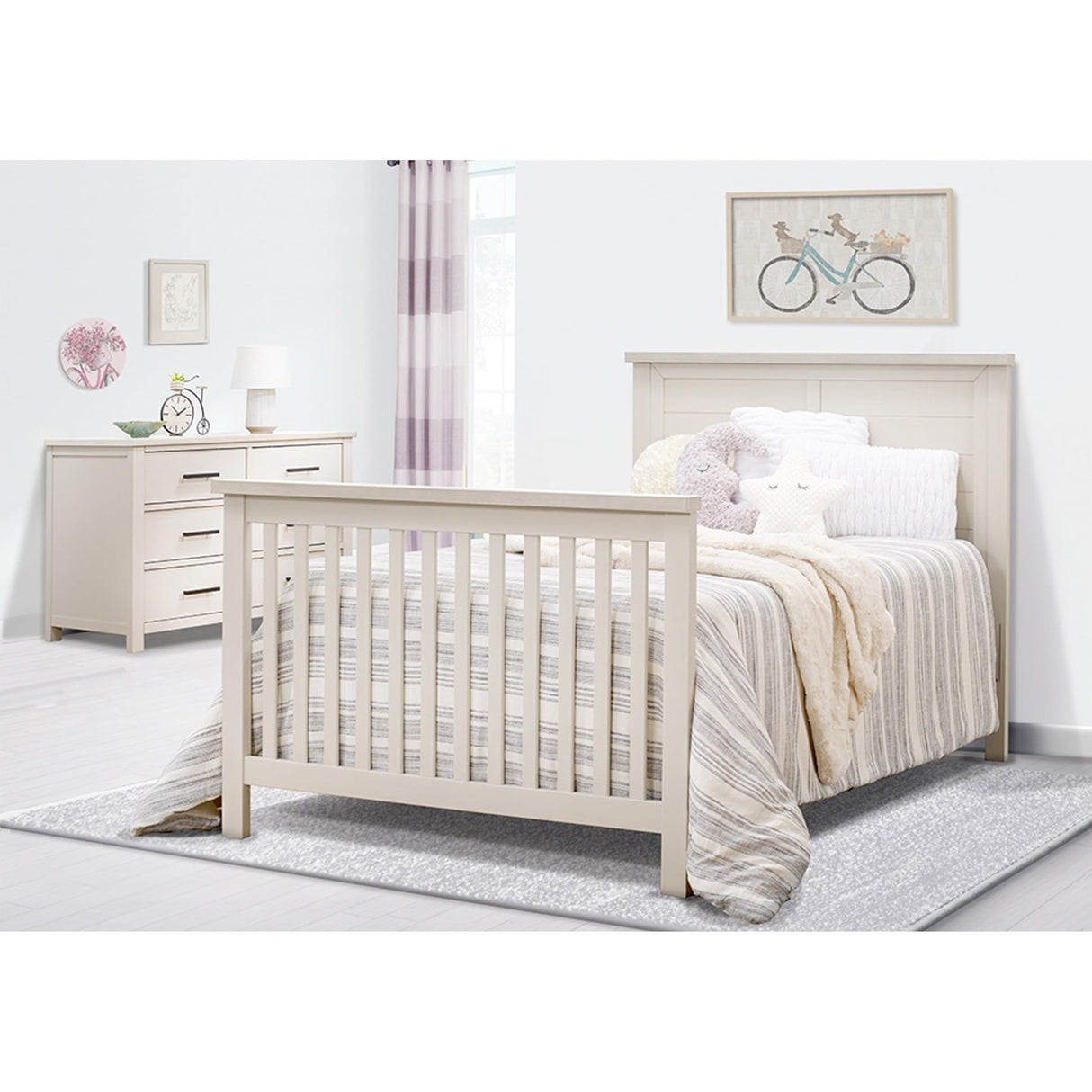 Sorelle Westley Double Dresser - 6 Drawer Solid Wood Nursery Dresser with Smooth Drawer Glides and Anti-Tip Kit, Convertible Changing Surface Ready, Brushed Ivory Sorelle