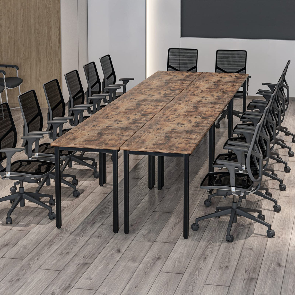 Bonzy Home 14ft Conference Tables Chair Set, 165"x47"x30" Table & 16pcs Chairs, Office Computer Desk and Chair Set for Meeting Room Study Printer Table Seminar Office Furniture Set for 16 People Bonzy Home