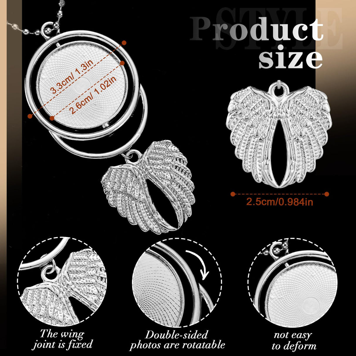 Landical 6 Pcs Sublimation Rhinestone Trays Pendant Set Sublimation Blanks Bulk Keychain Making Kit Double Sided Angel Wing Heat Sublimation Pendant Printing Hot Transfer Sublimation Ornament Blanks Landical
