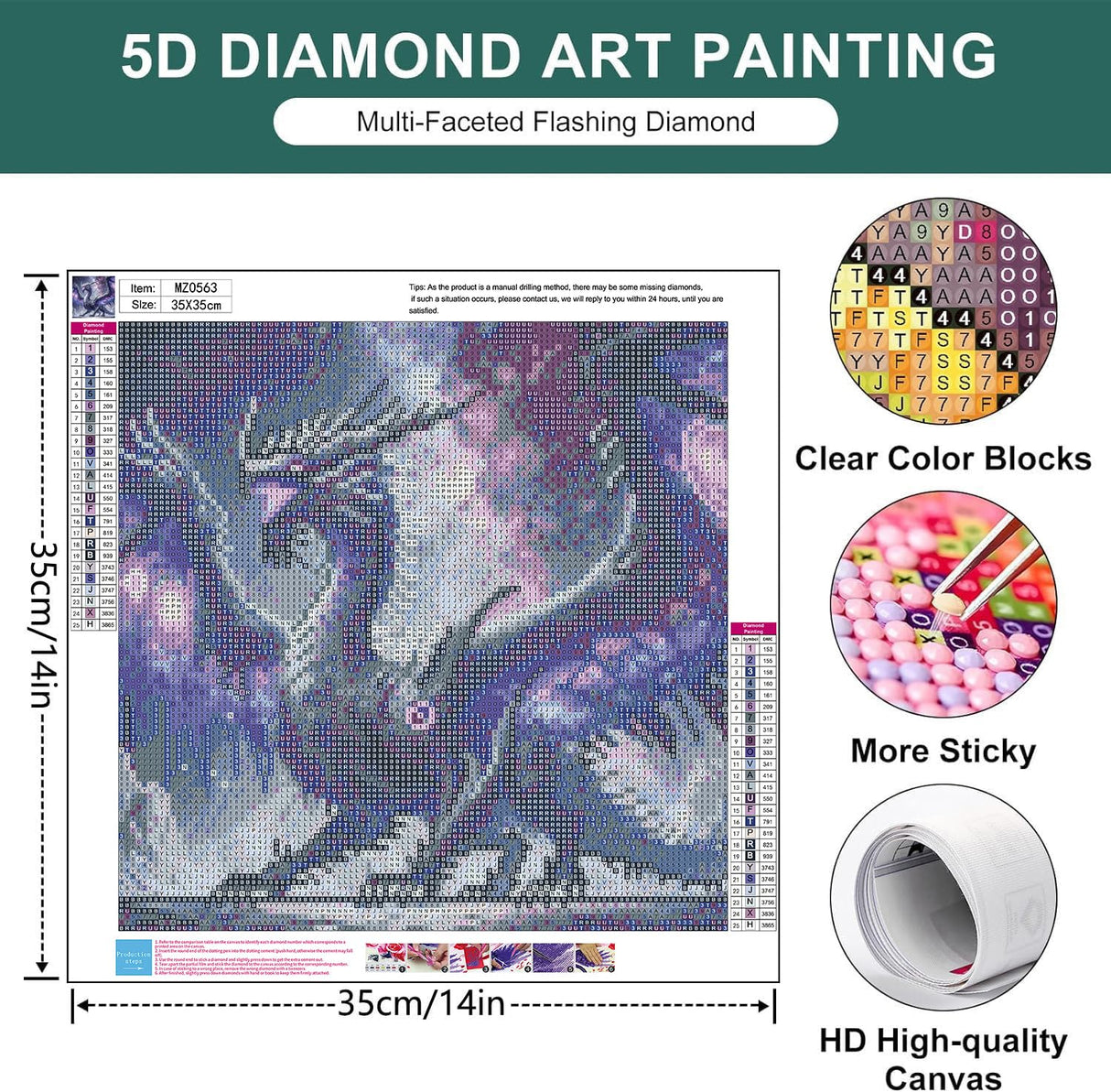 Zythron Dragon Diamond Art Kits for Adults, 5D Purple Dragon Diamond Painting Kits for Adults Beginners, Round Full Drill Diamond Art Craft for Home Wall Decor 14x14 inch Zythron