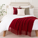 BATTILO HOME Christmas Decor Red Throw Blanket for Couch, Boho Bed Throws for Foot of Bed, Decorative Red Throws for Sofa Living Room, 50"x60" BATTILO HOME