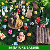 67PCS Cute Fairy Garden Accessories Miniature Figurines Mini Resin Animals Flower Tree House Bridge Mini Figurines Micro Landscape Decoration Fairy Garden Potted Plant Terrarium Decor Outdoor RFSRZ