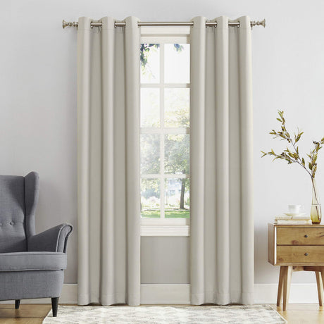 Sun Zero Easton Energy Saving Blackout Grommet Curtain Panel, 40" x 108", Pearl Sun Zero