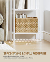 Hzuaneri Bookshelf Narrow Bookcase, Tall Storage Rack with Steel Frame, Display Standing Shelf Unit, Skinny Book Shelf for Study Living Room Home Office, Industrial Style, 6-Tier White BC56013W Hzuaneri