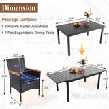 Sophia & William 9 Pieces Expandable Outdoor Dining Set for 8 People, Extendable Patio Dining Set with Metal Patio Table and 8 Rattan Chairs, Large Outdoor Dining Furniture Set for Porch Garden Sophia & William