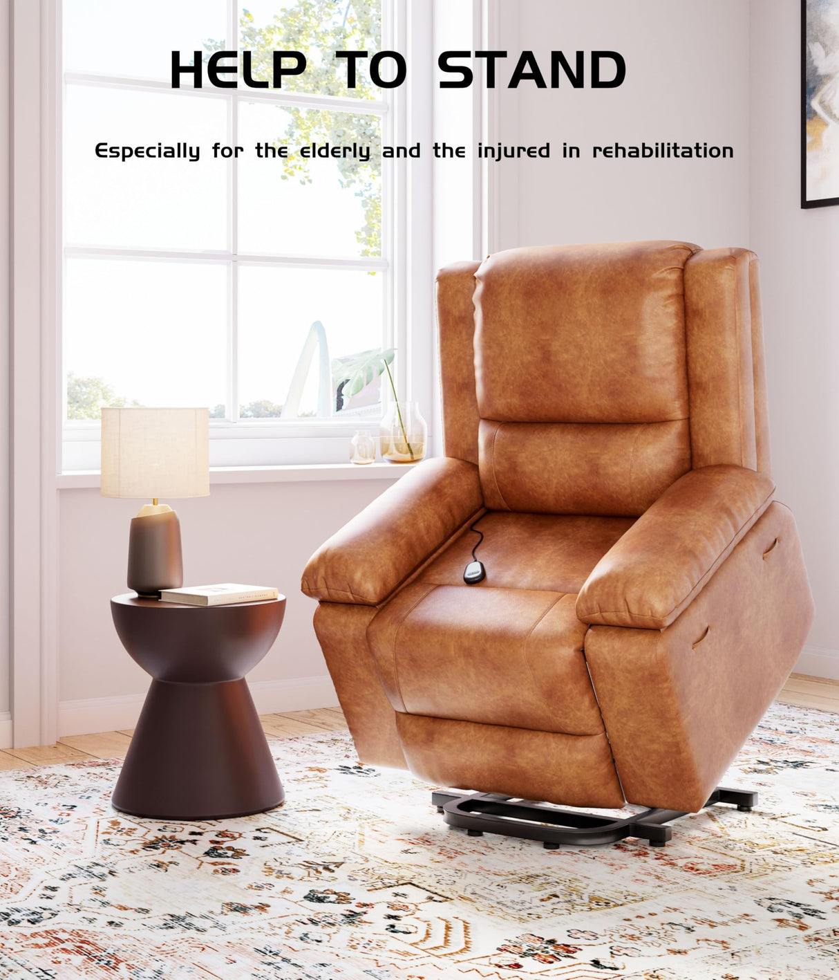 GarveeHome Power Lift Recliner Chair - Heat and Massage, Adjustable Back and Legs, Pu Leather Electric Lift Chair Designed for The Elderly and People with Mobility Impaired GarveeHome