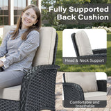 Belord Patio Rocking Chairs Wicker Set - Outdoor Rocking Chairs Set of 2 with Side Table, 3 Piece Patio Rocker Furniture Set with Water-Resistant Cushions for Porch Balcony Backyard Black Belord