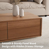 Luxury Walnut Wood Square Coffee Table with Large Hidden Storage, Expandable Tabletop Center Table for Living Room, Modern Accent Table with Drawers (Walnut Coffee Table) WuerQi
