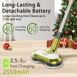 Cordless Electric Mop, Electric Spin Mop with LED Headlight and Water Spray, Up to 60 mins Powerful Floor Cleaner with 300ml Water Tank & Detachable Battery, Super Quiet Cleaning & Waxing VMAI