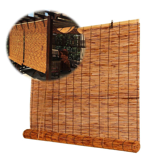 Light-Filtering Bamboo Blinds Bamboo Roll-Up Shades for Windows,Cordless Rattan Blinds Retro Shades for Indoor Outdoor Porch Patio 60"x48" 28"x60" 56"x72" 78"x84",Cocoa (Size : 42" x 48")