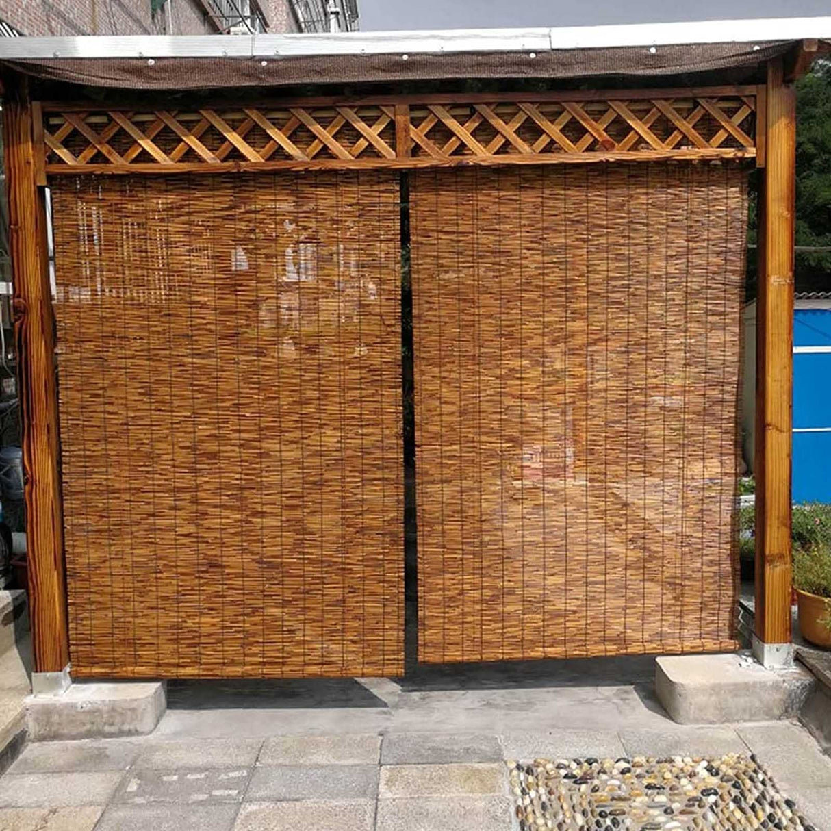 Customisable Roll Up Bamboo Shades for Outdoor Spaces - Retro Reed Blinds for Patios and Porches YNLeMM