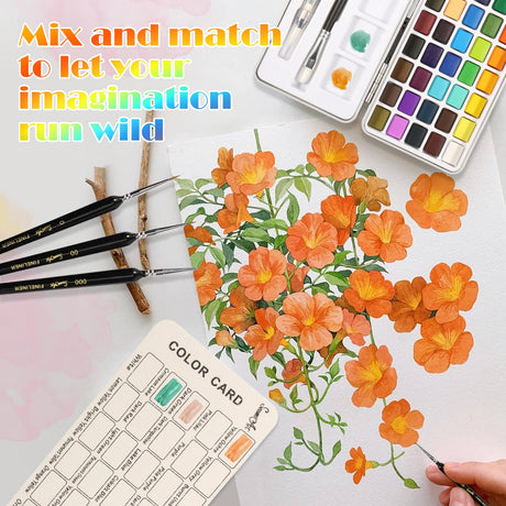 Watercolor Paint Set Portable Travel Watercolor Set with Paint Brushes and Accessories Convenient Water Colors Paint Adult Multifunctional Watercolor for Beginners Professionals YMKWZ