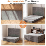 Swbvs Tri-Fold Memory Foam Mattress, 4 inch Single Folding Mattress with Washable Covers, Reversible Design, Foldable Mattress Topper for Travel&Guests 75" x 25" x 4" Swbvs