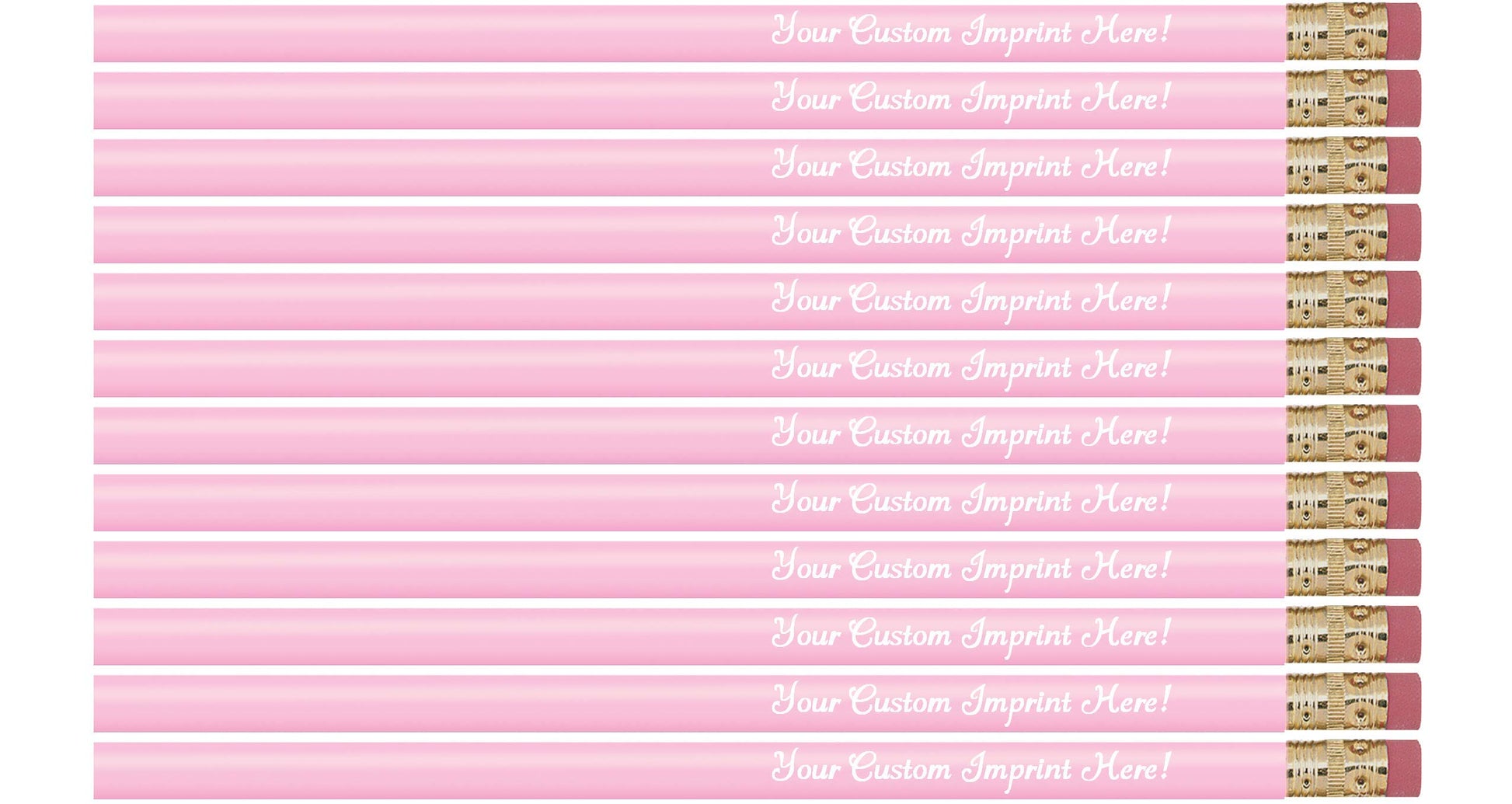 Express Pencils™ Personalized Pencils - Round - Custom Imprinted with name or message - Made in Usa - Customizable -12 piece pkg (Pastel Pink) - WoodArtSupply