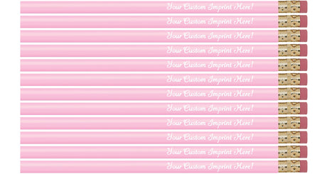 Express Pencils™ Personalized Pencils - Round - Custom Imprinted with name or message - Made in Usa - Customizable -12 piece pkg (Pastel Pink) Express Pencils