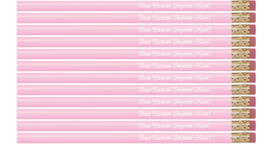 Express Pencils™ Personalized Pencils - Round - Custom Imprinted with name or message - Made in Usa - Customizable -12 piece pkg (Pastel Pink) - WoodArtSupply