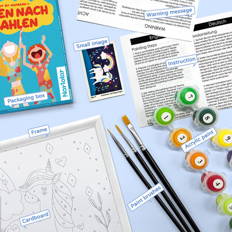 Nariolar Paint by Numbers for Kids Ages 8-12 with 7X9.5 inch Pre-Printed Cardboard,12 Acrylic Paint Pots and 3 Painting Brushes, Room Decor for Children,(Cat in The Tree) Nariolar