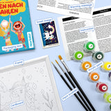 Nariolar Paint by Numbers for Kids Ages 4-8-12 with 7X9.5 inch Pre-Printed Cardboard,11 Acrylic Paint Pots and 3 Painting Brushes, Room Decor for Children,(Proud Lion) Nariolar