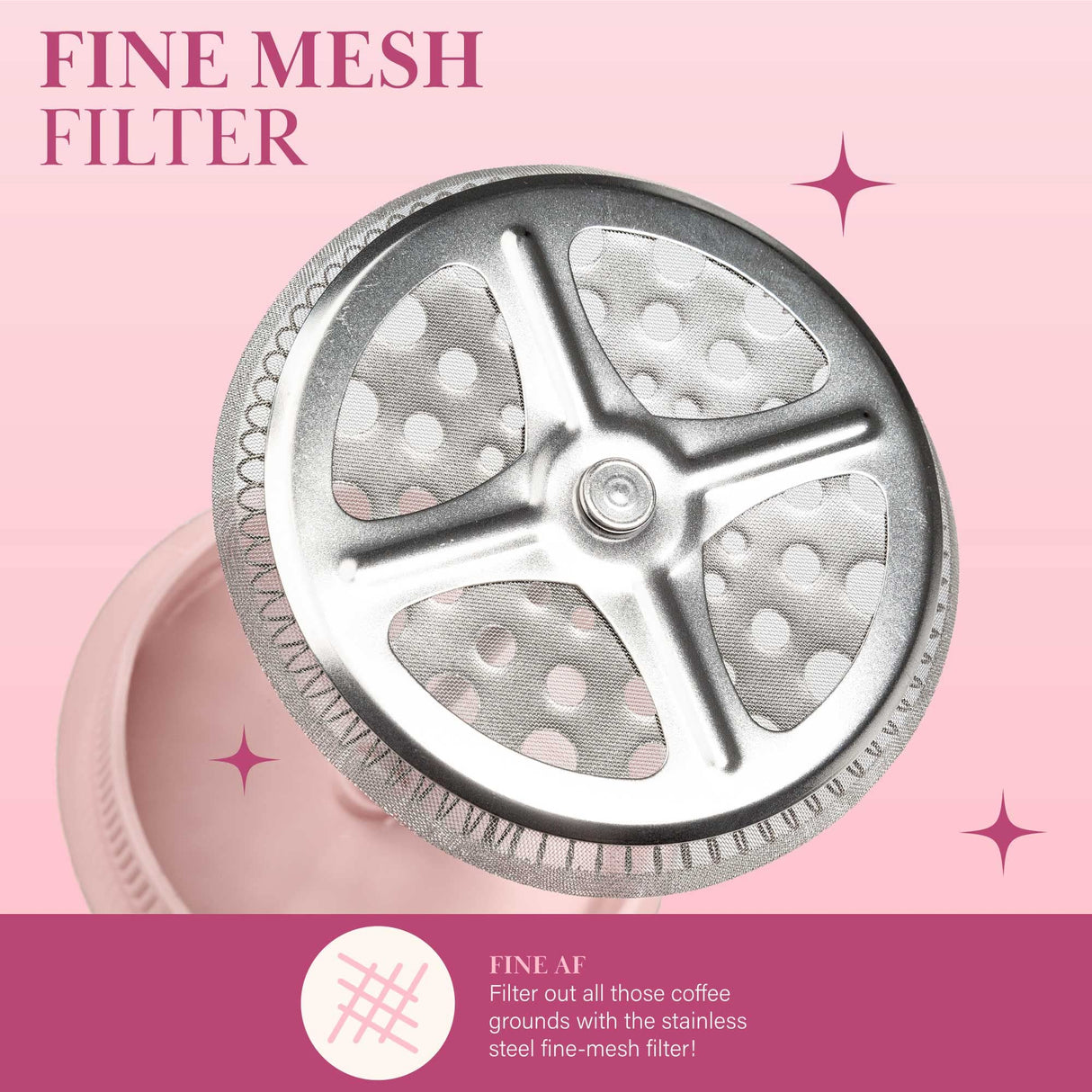 Paris Hilton French Press Coffee Maker With Heart Shaped Measuring Scoop, 2-Piece Set, 8-Cup or 34-Ounce, Pink Paris Hilton