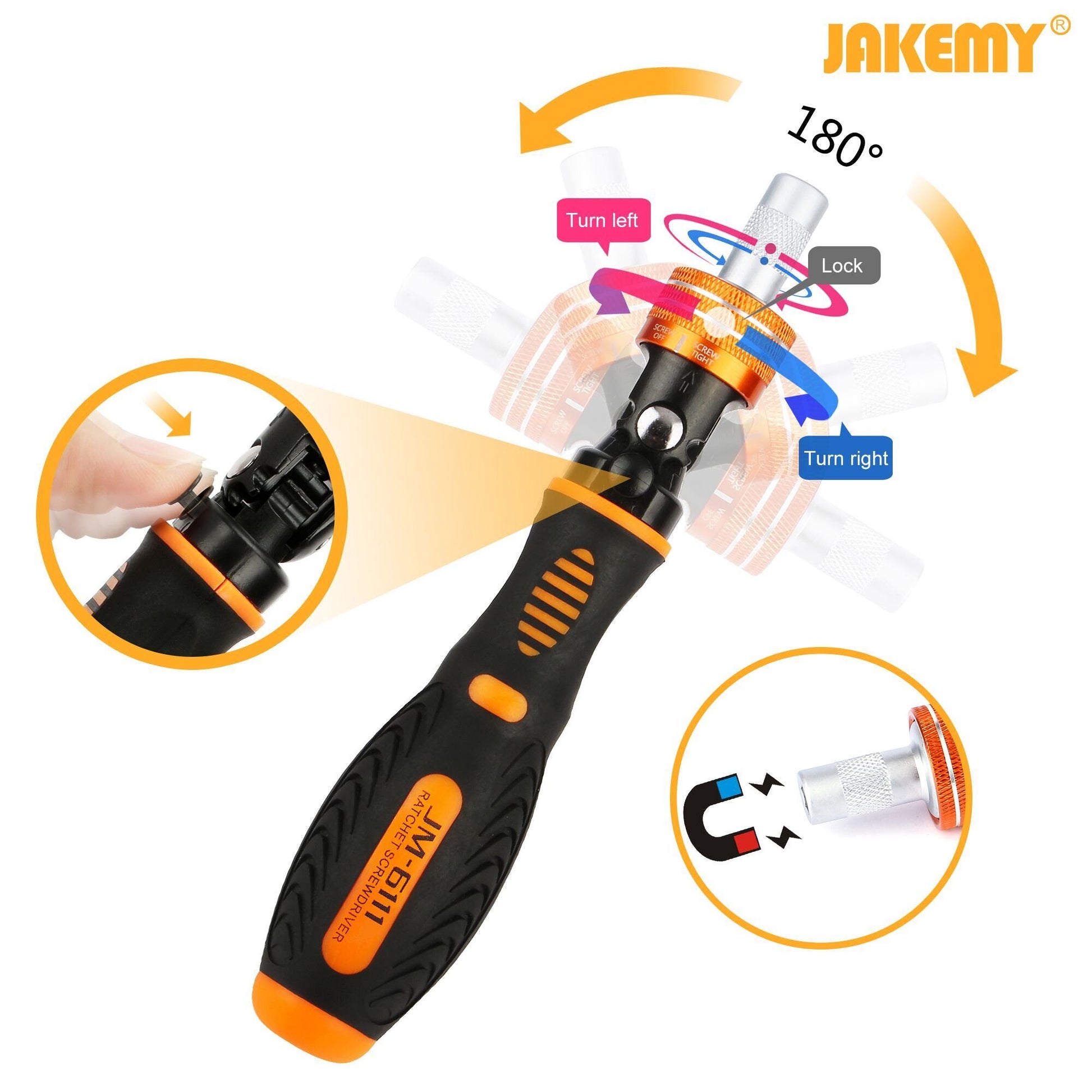 Precision Ratchet Screwdriver Set, JAKEMY 69 in 1 Household Screwdriver Home Repair Tool Kit, Disassemble Magnetic Rotating Ratchet Screwdriver Kit for Furniture/Car/Computer/Electronics Main - WoodArtSupply