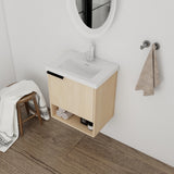 20" Bathroom Vanity with Sink, 20 Inch Floating Bathroom Vanity for Small Space, Single Sink Bathroom Vanity Combo, Modern Bathroom Vanity, Brown Wall Mounted Cabinet Set Mocoastn