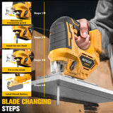 Cordless Jig Saw for Dewalt 20v Max Battery, Brushless Jigsaw Cut Off Tool, Variable Speed 2900RPM, 45° Beveled Cuts, 3 Orbital Action, with Jigsaw Blades for Straight/Curve/Circle Cutting(Tool Only) NATBEESY
