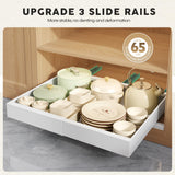 Seinloes 2 Pack Pull Out Cabinet Organizers 21"Deep With Raising Pad for Framed Cabinets,Expandable Slide Out Drawers Upgrade 3 Slide Rails,Roll Out Shelves Adhesive,Adjustable Width 12"-20.45" White Seinloes