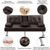 Yaheetech Convertible Sofa Adjustable Couch Sleeper Modern Faux Leather Home Reversible Loveseat, Removable Armrests, 3 Angles, 772lb Capacity, Espresso Yaheetech