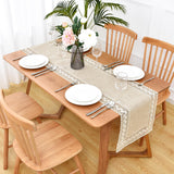 Linen Rustic Farmhouse Style Table Runner Beige Lace Basic Flax Decorative Dresser Scarf 48 Inch Trczzone