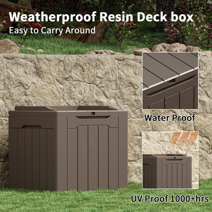 Greesum 31 Gallon Resin Deck Box Large Outdoor Storage for Patio Furniture, Garden Tools, Pool Supplies, Weatherproof and UV Resistant, Lockable, Dark Black