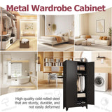 GAIOUS Metal Wardrobe Cabinet with Hanging Rod, 71" Metal Clothing Storage Cabinets with 2 Doors and Adjustable Shelves, Black Armoire Wardrobe Closet for Bedroom, Laundry Room, Cloak Room GAIOUS