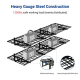 FLEXIMOUNTS 2-Pack 2x6ft Garage Shelving with Hooks 24-inch-by-72-inch Wall Shelf Garage Storage Racks Floating Shelves, Black FLEXIMOUNTS