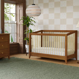 Babyletto Sprout 4-in-1 Convertible Crib with Toddler Bed Conversion Kit in Chestnut and Natural, Greenguard Gold Certified babyletto