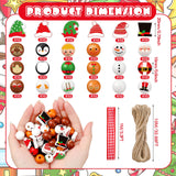 Cinnvoice 240 Pcs Christmas Wood Beads with Twine Santa Gingerbread Man Penguin Snowman Elf Wooden Beads Garland Christmas DIY Crafts Round for Xmas Winter Party Farmhouse Home Decor Cinnvoice