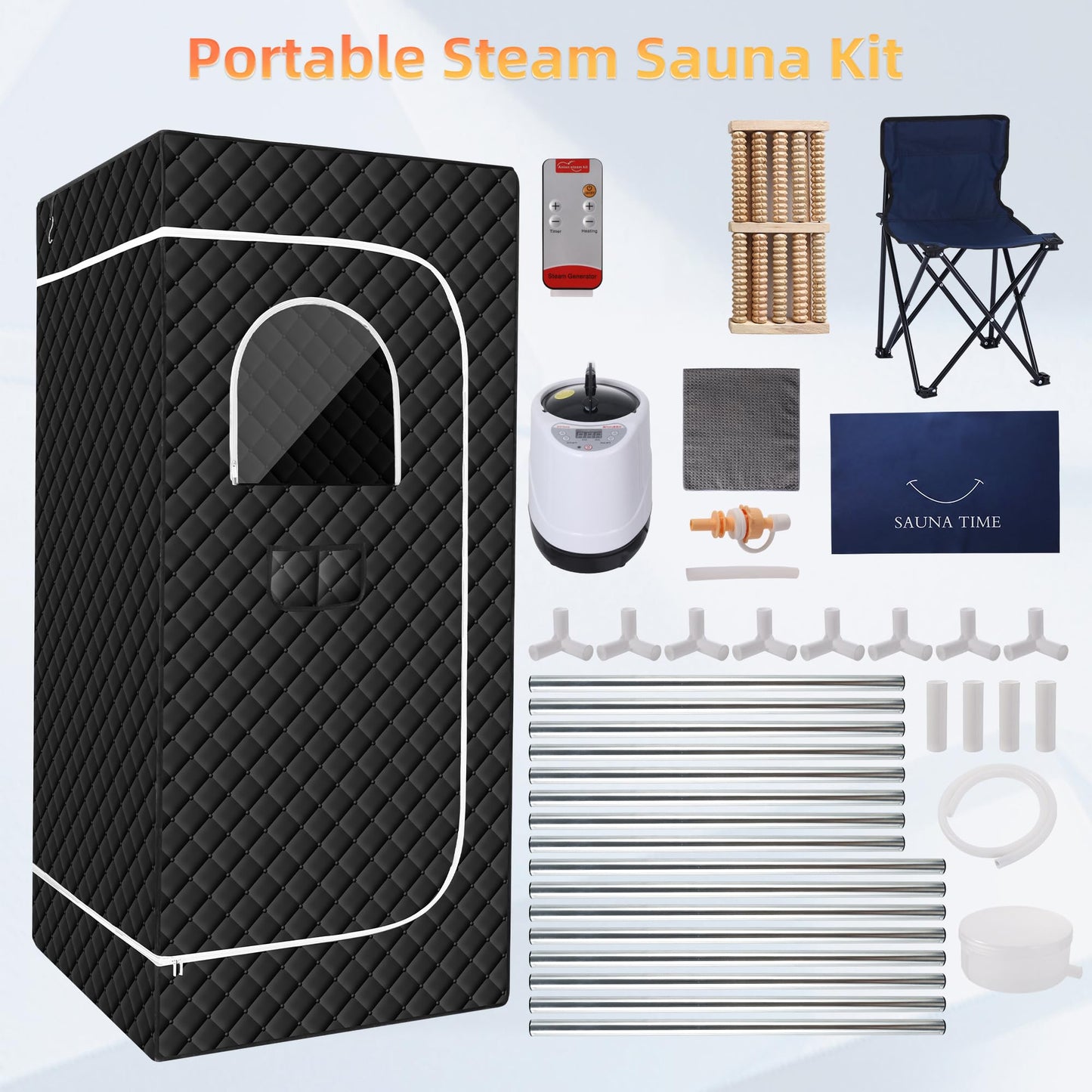 XINONE Protable Sauna Box,(71"x32"x32") Steam Sauna Tent,Personal Sauna Box with 2.6L 110v Steamer,Remote Control, Folding Chair, Towels, 9 Levels