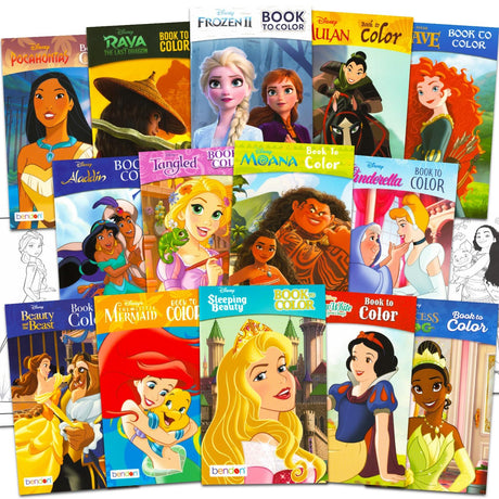 14 Disney Princess Small Coloring Books for Kids Ages 4-8, 2-4 - Bulk Coloring Bundle Classroom Rewards, Prizes, PreK Kindergarten Party Favors with Moana, Frozen, More | Mini Activity Books for Girls Disney Princess