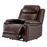 Watson & Whitely Genuine Leather Power Recliner Chairs for Adults, Zero Gravity Recliner with Power Headrest & Hidden Storage, Electric Reclining Sofa Chair for Living Room, Home Office, Dark Brown Watson & Whitely