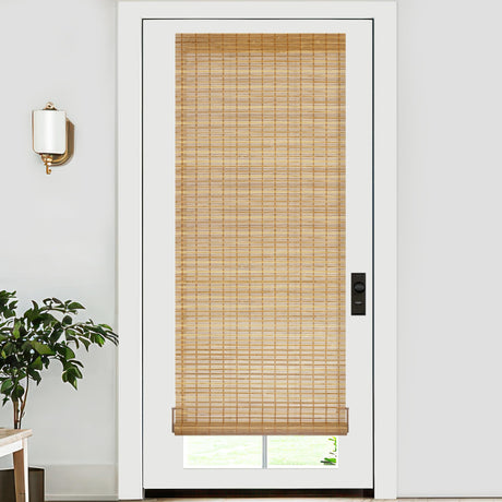 LazBlinds No Tools No Drill Bamboo Roller Shades, Cordless Bamboo Blinds, Light Filtering Roll Up Blinds for Windows, French Door, Porch or Patio, 26'' W x 70'' H, Squirrel LazBlinds