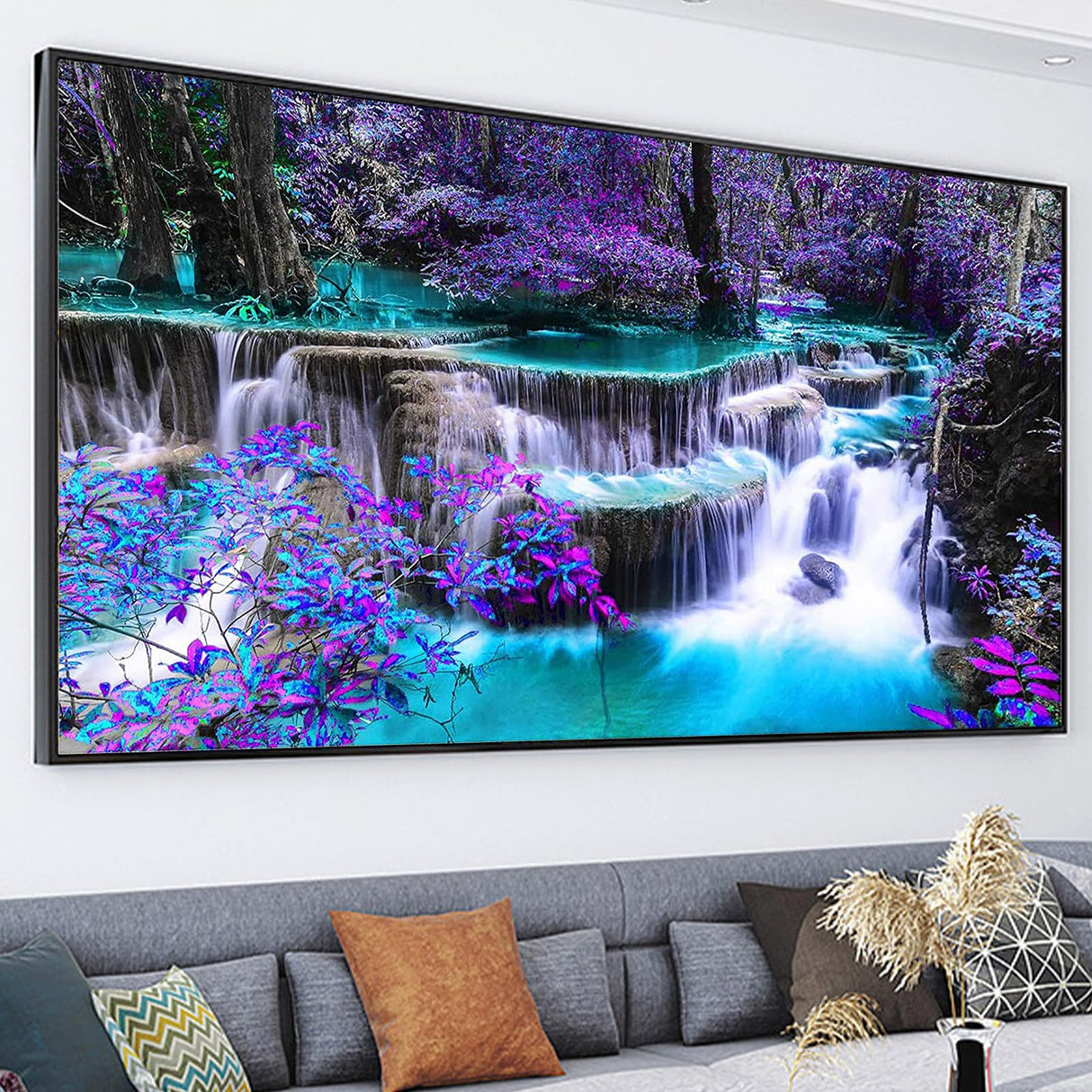 YALKIN Square 5D Diamond Painting Kits for Adults, Waterfall Large Diamond Art Kits Full Drill Diamond Painting Kit for Adult Beginners, DIY Crystal Picture Art for Home Wall Decor 40x70CM/15.8x27.6in YALKIN