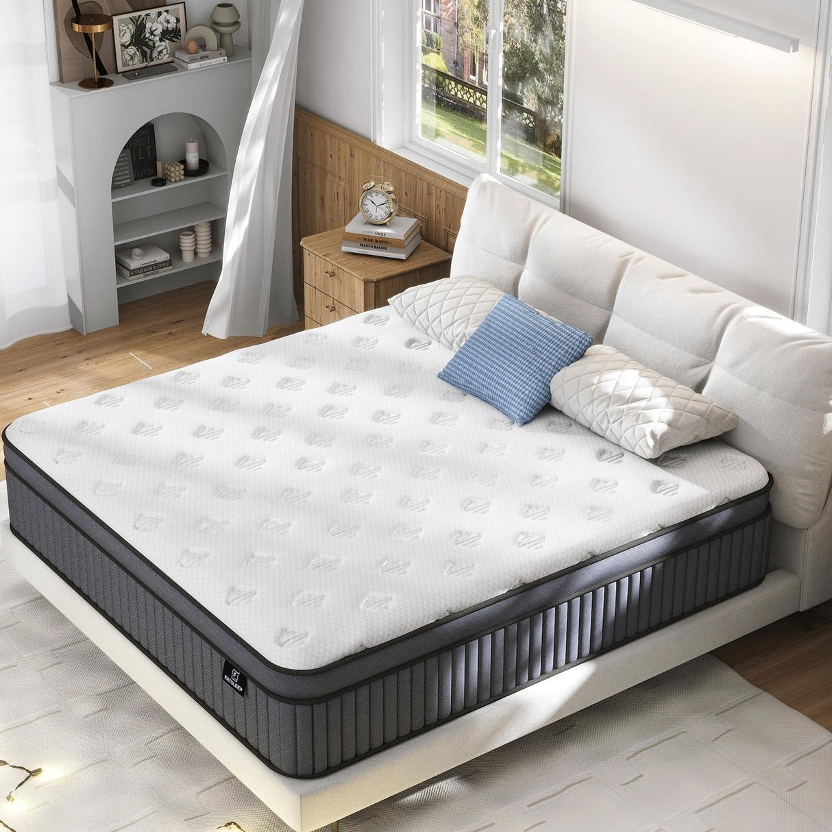 Queen Mattress, Upgrade Strengthen 12 Inch Firm Hybrid Queen Size Mattress in a Box, Mattress Queen Size With Memory Foam and Independent Pocket Springs,Release Pressure, Strong Edge Support EEN EEN SLEEP