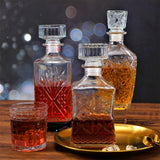 Set of 3 Glass Alcohol Bottle Liquor Decanters Whiskey Decanter for Tequila, Brandy and Vodka Unique Liquor Bar and Party Decorations (28oz*2, 31oz*1) mekueeex