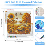 DIY Car Sunflower Diamond Art Kits for Adults, 5D Diamond Painting for Beginners, Diamond Dot, Small Dimond Art Paintings Kit, Full Drill Gem Painting, Crafts for Adults, Home Wall Decor 14x14inch Rekxtmo