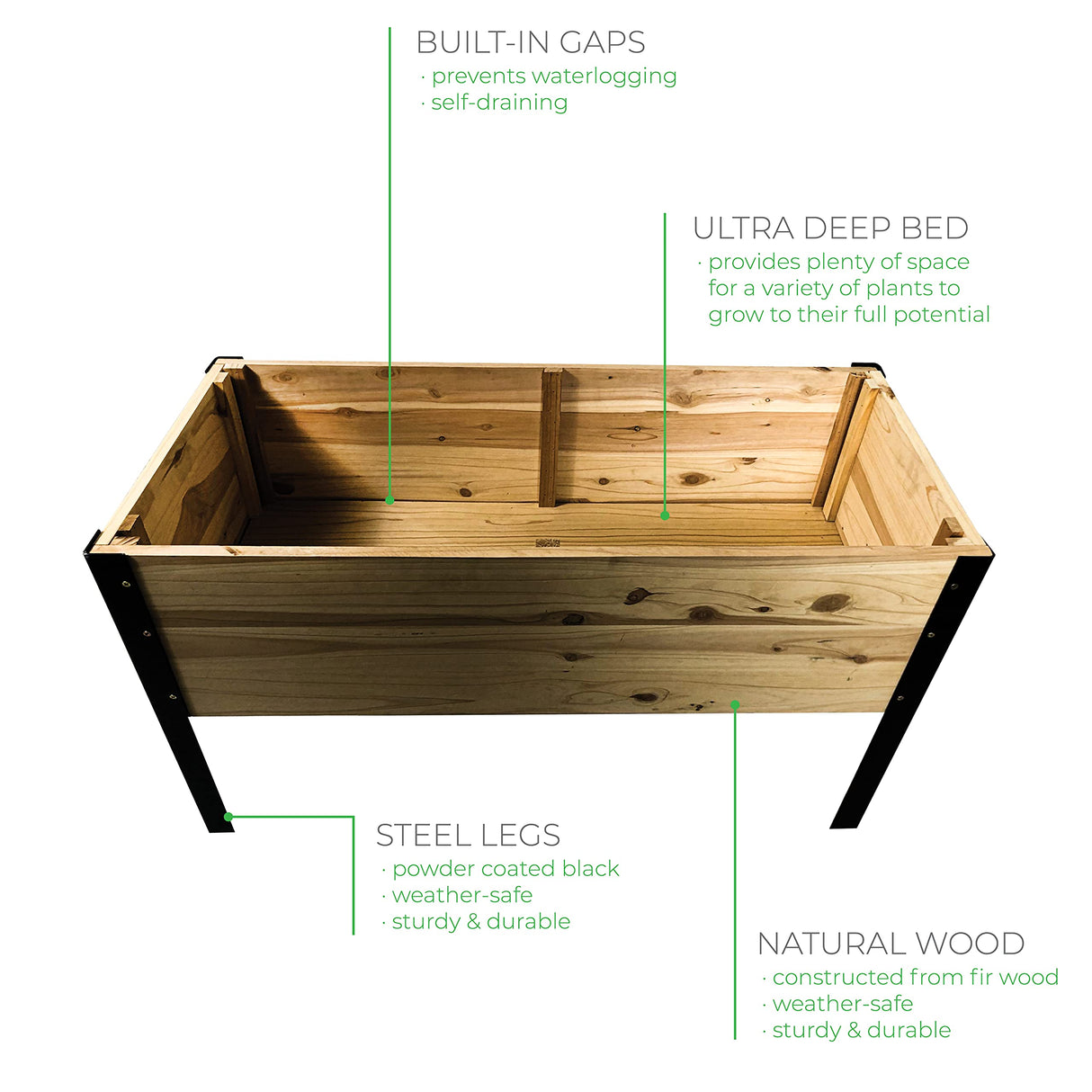 Wooden Raised Planter Box with Steel Legs-Elevated Outdoor Patio Garden Bed Kit to Grow Vegetables -Natural Rot Resistant Wood - 35.5'' W x 15.5'' L x 21.7'' (Tall) - Backyard Expressions (911214-NW) BACKYARD EXPRESSIONS PATIO · HOME · GARDEN