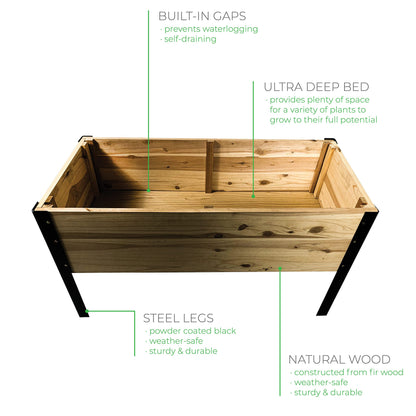 Wooden Raised Planter Box with Steel Legs-Elevated Outdoor Patio Garden Bed Kit to Grow Vegetables -Natural Rot Resistant Wood - 35.5'' W x 15.5'' L x 21.7'' (Tall) - Backyard Expressions (911214-NW)