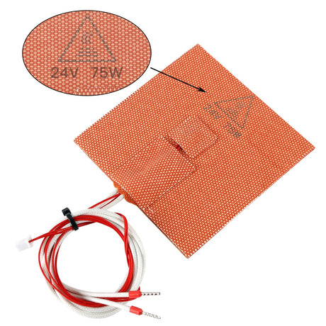 FYSETC 3D Printer Voron0.1 Silicone Heater Pad - 24V 75W Heating Mat 100x100mm - Heated Bed with NTC 100K Thermistor: Built-in Bimetal Thermostat Easy Install for Vorn 0 0.1 Hot Aluminum Build Plate FYSETC