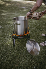GasOne B-5200K Outdoor Cooker with High Pressure Steel Braided Hose Propane Burner Camp Stove Gas One