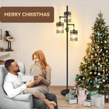 VOUTOORO Industrial Modern Floor Lamps for Living Room, Dimmable Glass Tree Standing Tall Lamps with 3 Elegant Teardrop Cage Head & 800 Lumens LED Bulbs for Bedroom Office (66inch Tall) VOUTOORO