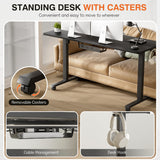 Furmax Electric Standing Desk, 59 x 24 Inches Height Adjustable Desk with Wheels, Home Office Computer Desk with Management Box (Carbon Black) Furmax